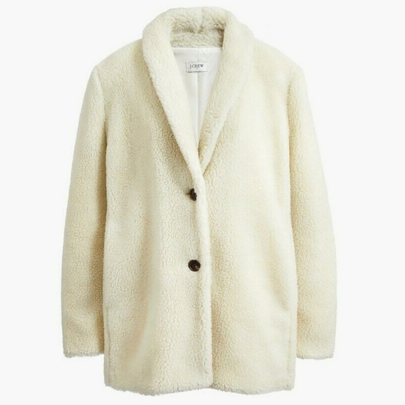 J. Crew Factory Fleece Teddy Shawl Collar Coat - Picture 1 of 11